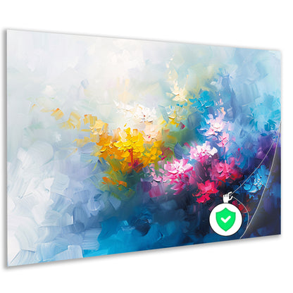 Kleurrijk abstract schilderij van bloemenveld poster