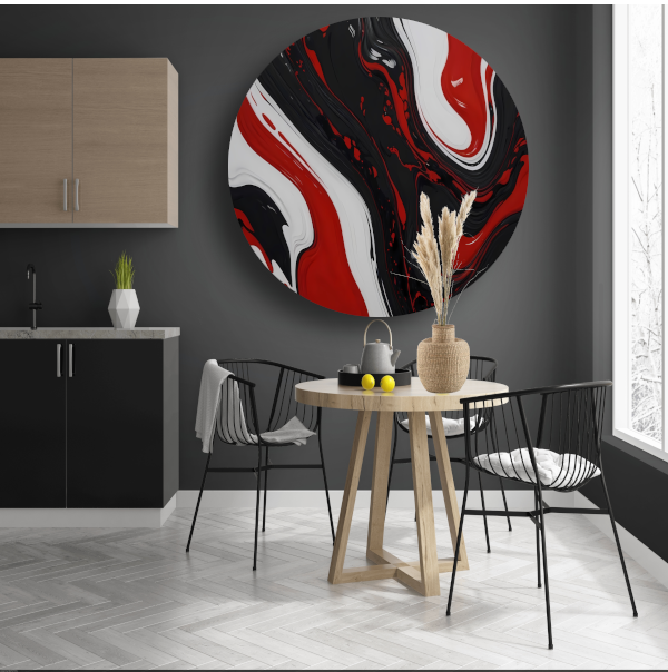 Abstracte Dans van Rood en Zwart forex muurcirkel