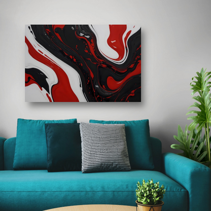 Abstracte Dans van Rood en Zwart canvas met baklijst