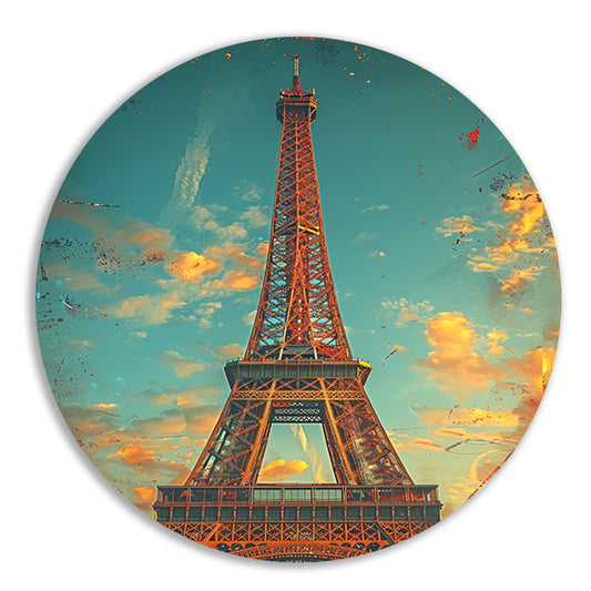 Vintage Sepia Eiffeltoren in Parijs forex muurcirkel