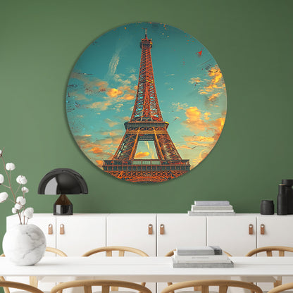 Vintage Sepia Eiffeltoren in Parijs forex muurcirkel