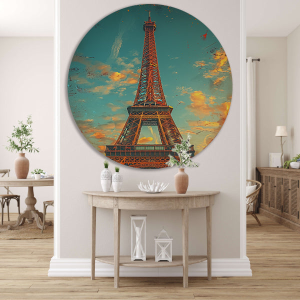 Vintage Sepia Eiffeltoren in Parijs forex muurcirkel