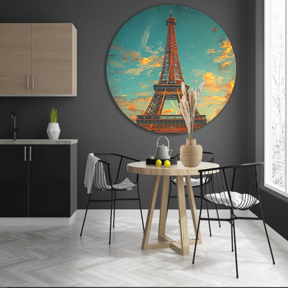 Vintage Sepia Eiffeltoren in Parijs forex muurcirkel