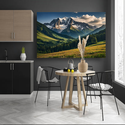Adembenemend berglandschap met groene weiden canvas