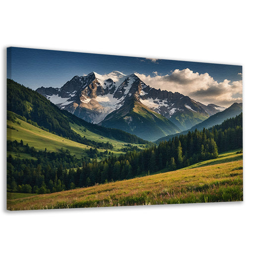 Adembenemend berglandschap met groene weiden canvas