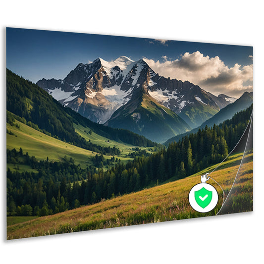 Adembenemend berglandschap met groene weiden poster