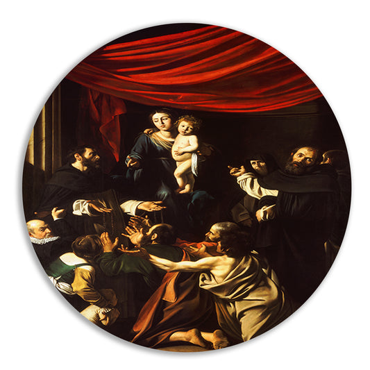 Madonna del Rosario - Caravaggio aluminium muurcirkel