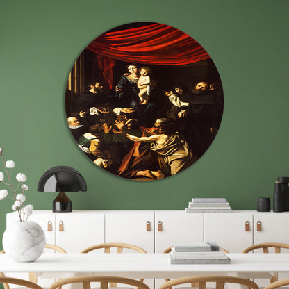 Madonna del Rosario - Caravaggio aluminium muurcirkel