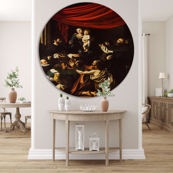 Madonna del Rosario - Caravaggio aluminium muurcirkel
