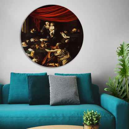 Madonna del Rosario - Caravaggio aluminium muurcirkel