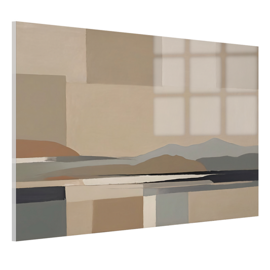 Abstracte Beige Berglandschap in Monochrome Tinten acrylglas