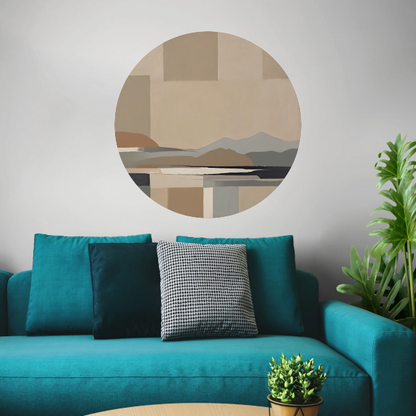 Abstracte Beige Berglandschap in Monochrome Tinten forex muurcirkel