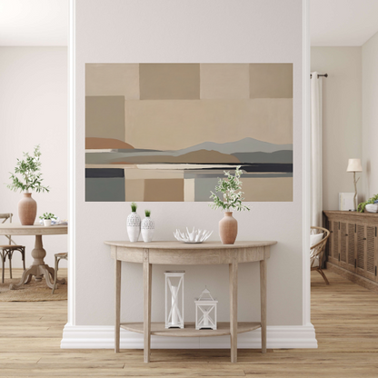 Abstracte Beige Berglandschap in Monochrome Tinten poster