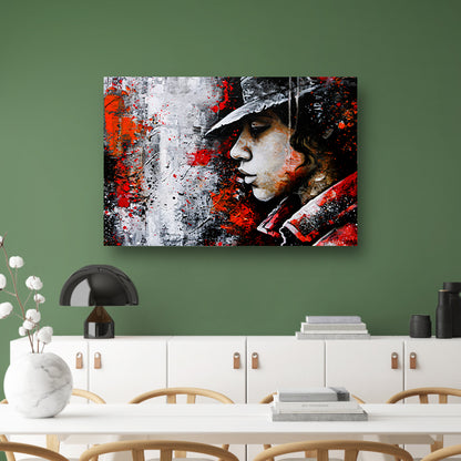 Dynamisch en kleurrijk portret in street art acrylglas