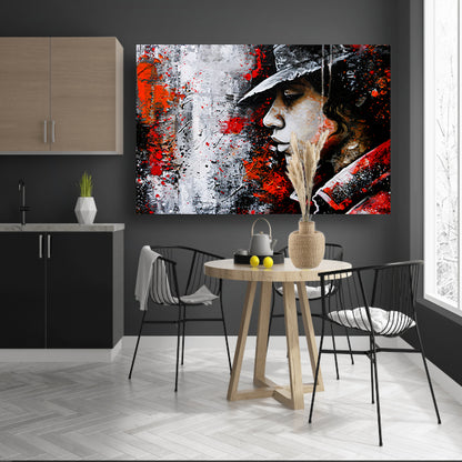 Dynamisch en kleurrijk portret in street art acrylglas