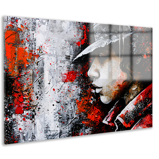 Dynamisch en kleurrijk portret in street art acrylglas