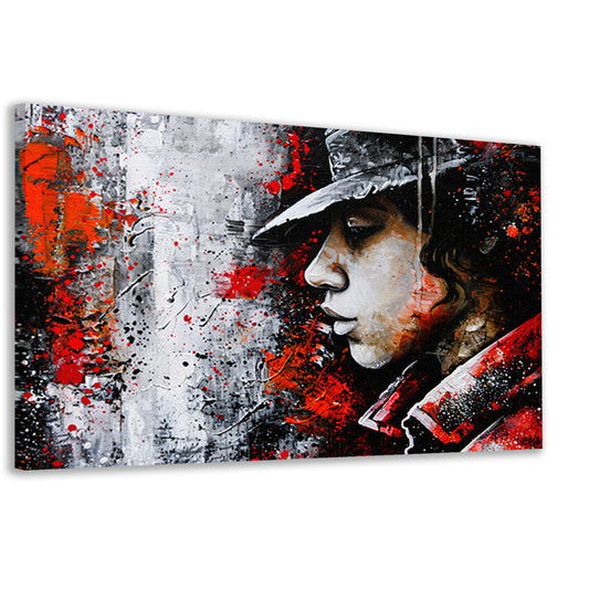 Dynamisch en kleurrijk portret in street art canvas