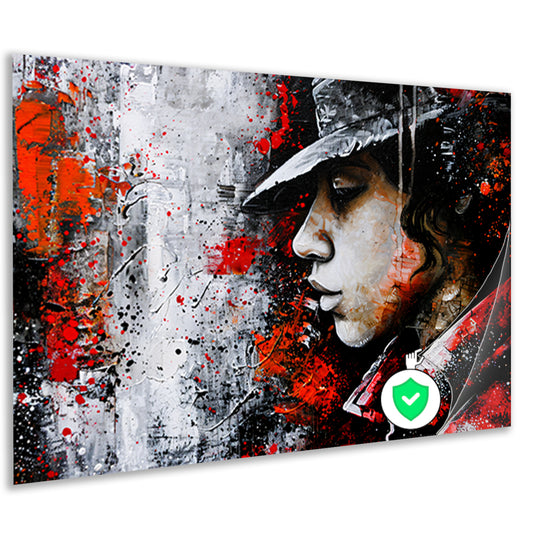 Dynamisch en kleurrijk portret in street art poster