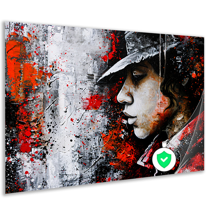Dynamisch en kleurrijk portret in street art poster