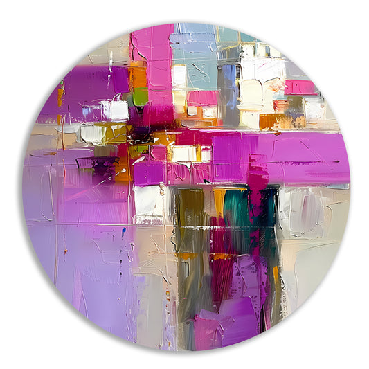 Levendige abstracte expressie in moderne tinten aluminium muurcirkel