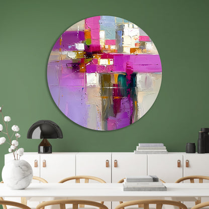 Levendige abstracte expressie in moderne tinten aluminium muurcirkel