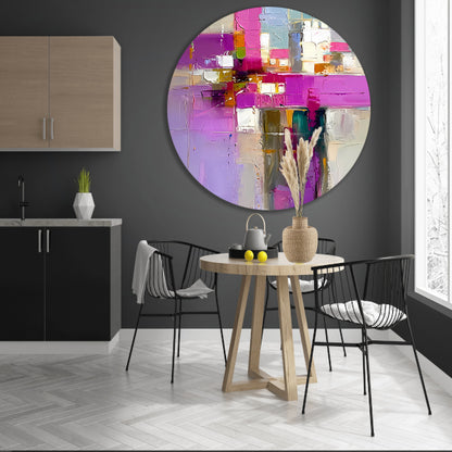 Levendige abstracte expressie in moderne tinten aluminium muurcirkel