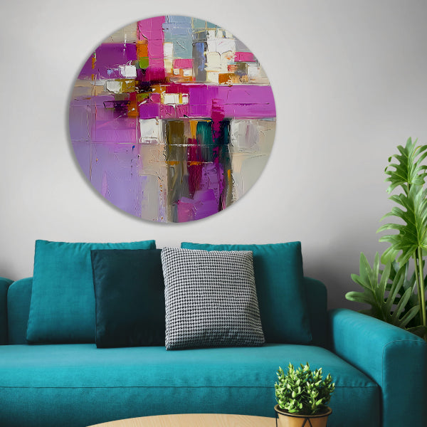 Levendige abstracte expressie in moderne tinten aluminium muurcirkel