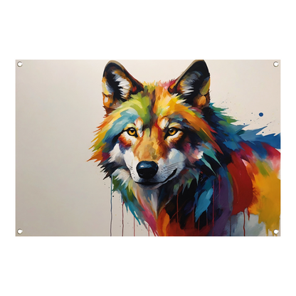 Kleurrijke Abstractie van een Wolf in Druipvorm tuinposter