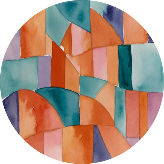 Abstracte Waterverf Mozaïek van Kleur aluminium muurcirkel