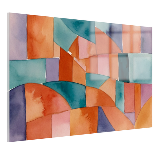 Abstracte Waterverf Mozaïek van Kleur acrylglas