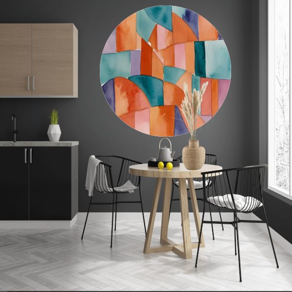 Abstracte Waterverf Mozaïek van Kleur aluminium muurcirkel