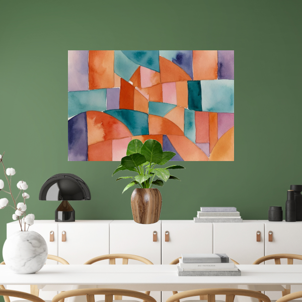 Abstracte Waterverf Mozaïek van Kleur poster