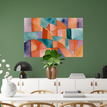 Abstracte Waterverf Mozaïek van Kleur poster