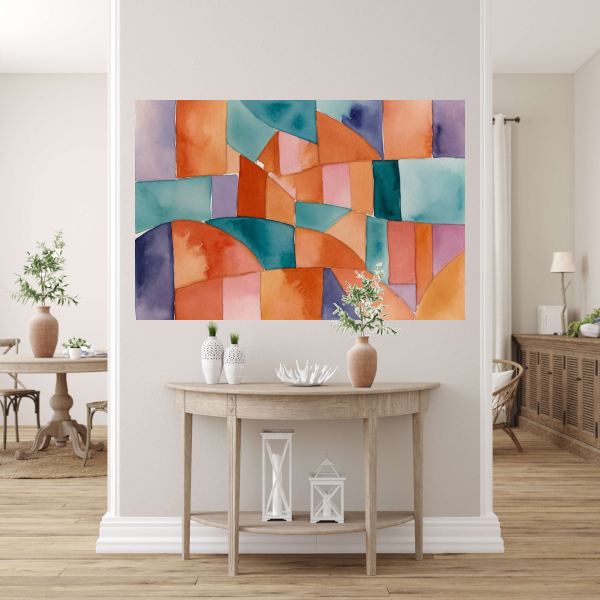 Abstracte Waterverf Mozaïek van Kleur acrylglas