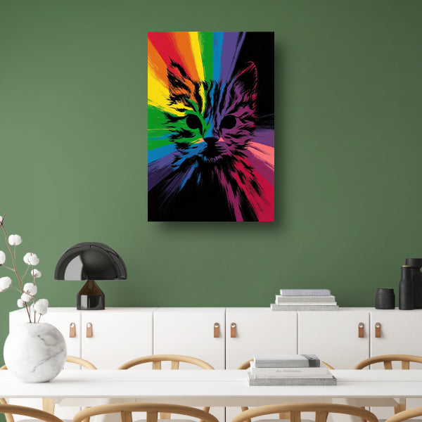 Kleurrijke abstracte kat in regenboogkleuren poster