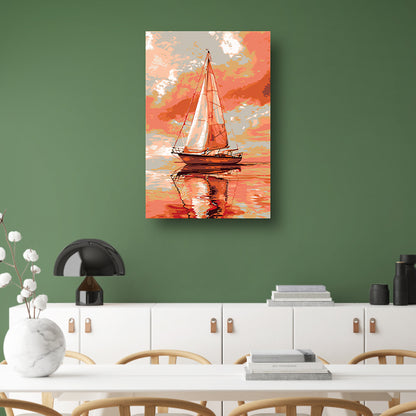 Zeilboot bij zonsondergang digitale kunst acrylglas