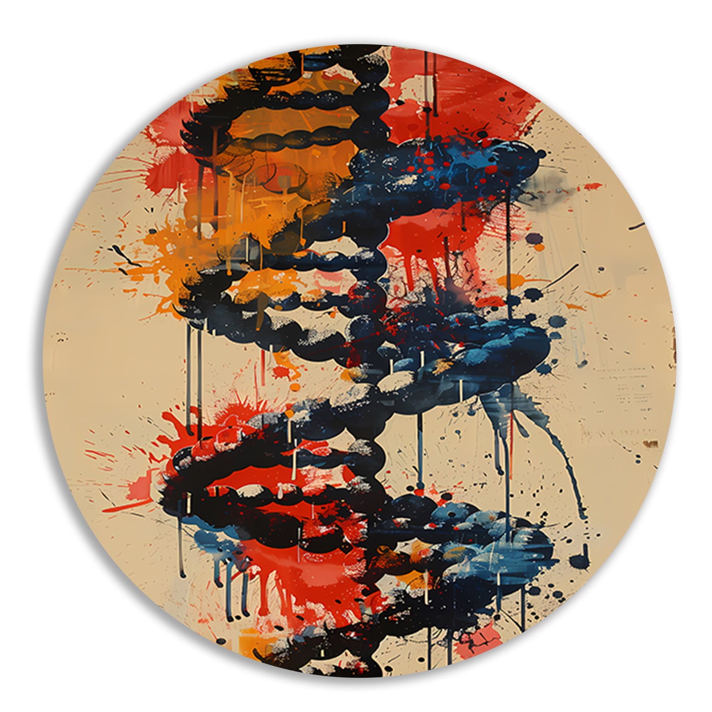 Kleurrijk DNA-spiraal aluminium muurcirkel