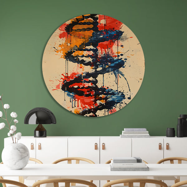 Kleurrijk DNA-spiraal aluminium muurcirkel