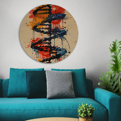 Kleurrijk DNA-spiraal aluminium muurcirkel