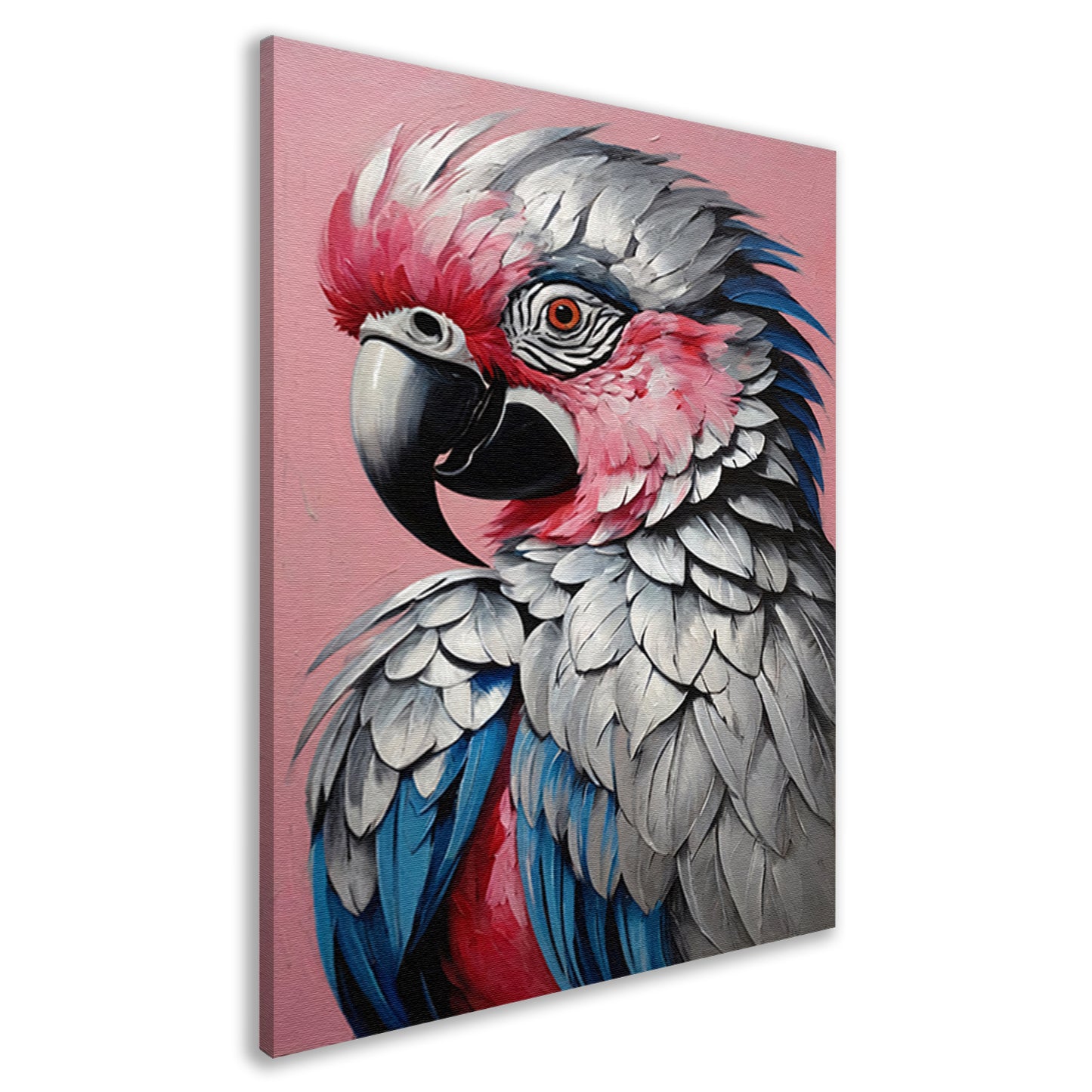 Levendig Papegaaienportret in Roze en Blauw canvas