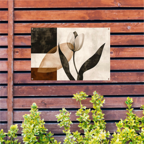 Sepia Tulp met Art Deco Invloeden tuinposter