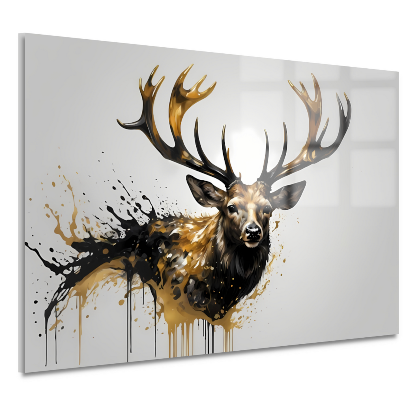 Hert in Dynamische Gouden Vlekken acrylglas