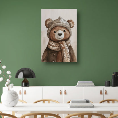 Aquarel  van beer met sjaal poster