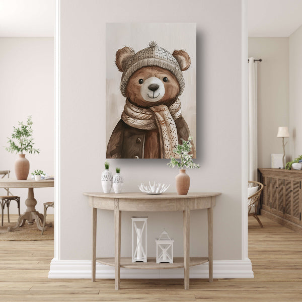 Aquarel  van beer met sjaal poster