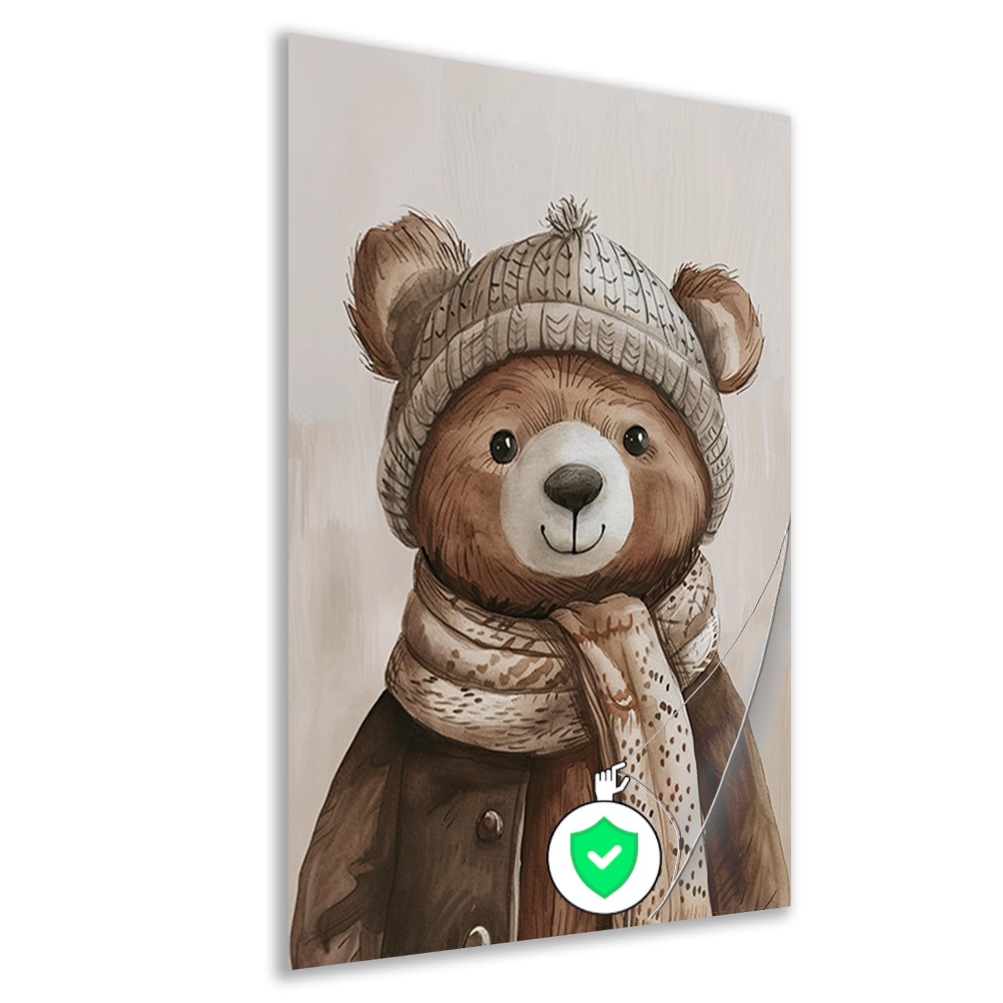 Aquarel  van beer met sjaal poster