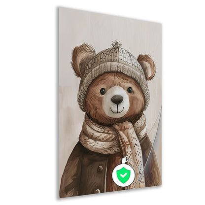 Aquarel  van beer met sjaal poster