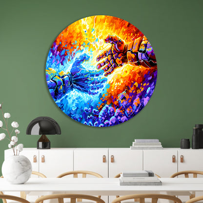 Abstracte kleurrijke botsing van energie forex muurcirkel