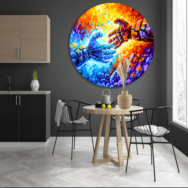 Abstracte kleurrijke botsing van energie forex muurcirkel