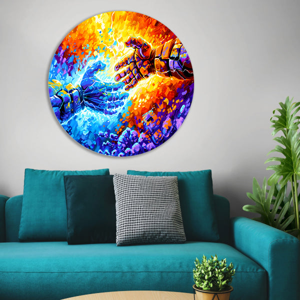 Abstracte kleurrijke botsing van energie forex muurcirkel