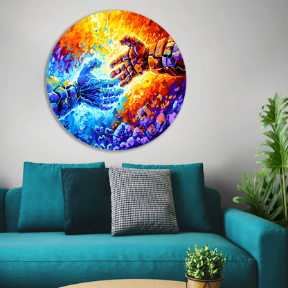 Abstracte kleurrijke botsing van energie forex muurcirkel